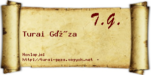 Turai Géza névjegykártya
