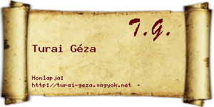 Turai Géza névjegykártya